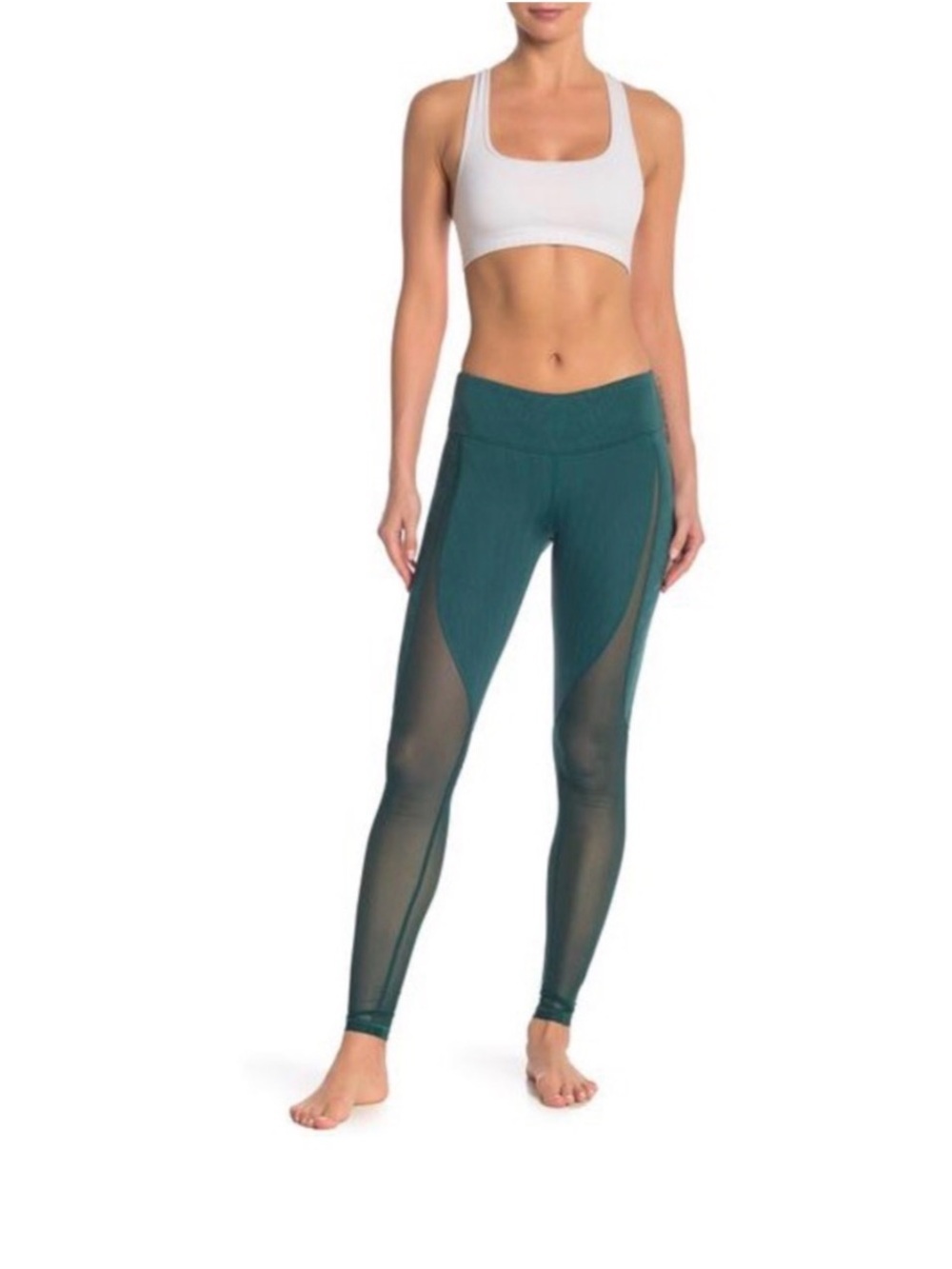Alo Yoga Emerald Green Coast Mesh Panel High Waist Leggings | S